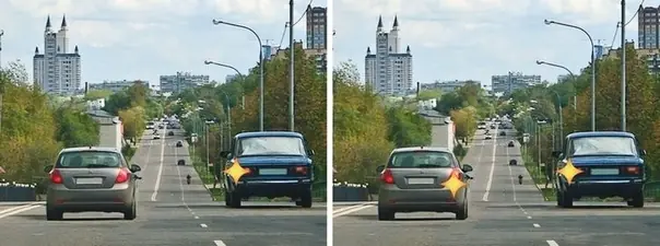 Иллюстрация к вопросу: Ситуация, в которой водитель транспортного средства, движущегося по правой полосе, обязан…